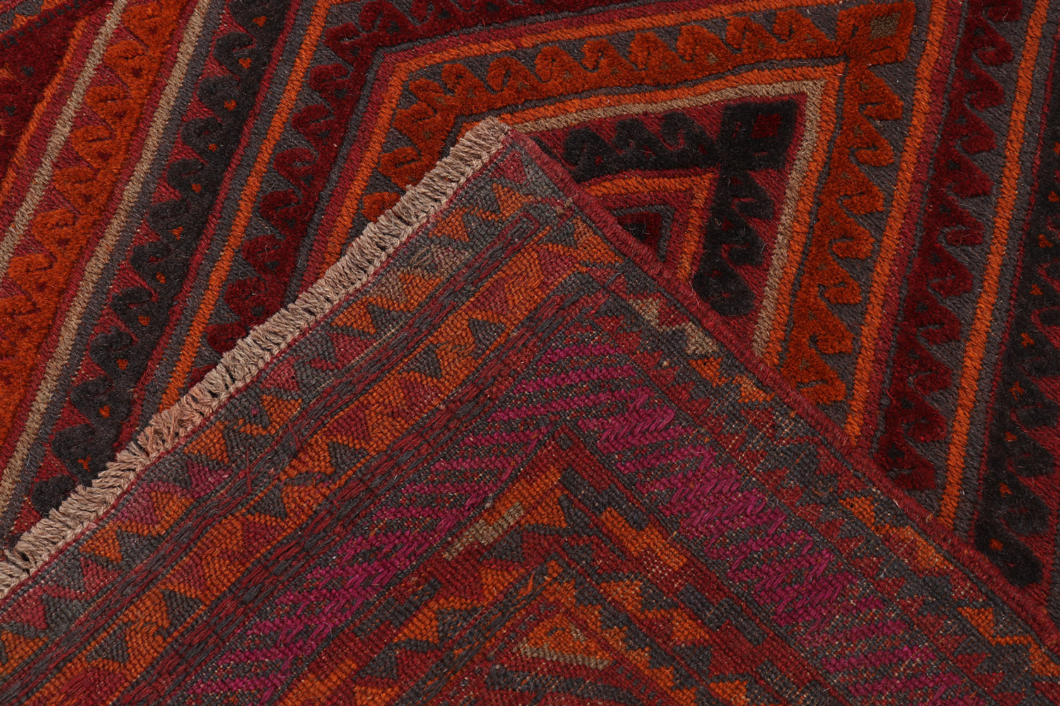 4' x 4'  Red Handmade Mashwani Afghan Rug Square