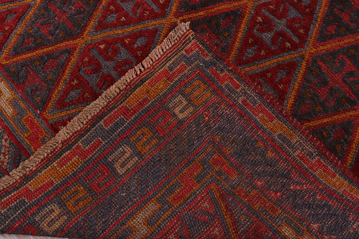 4' x 4'  Red Handmade Mashwani Afghan Rug Square