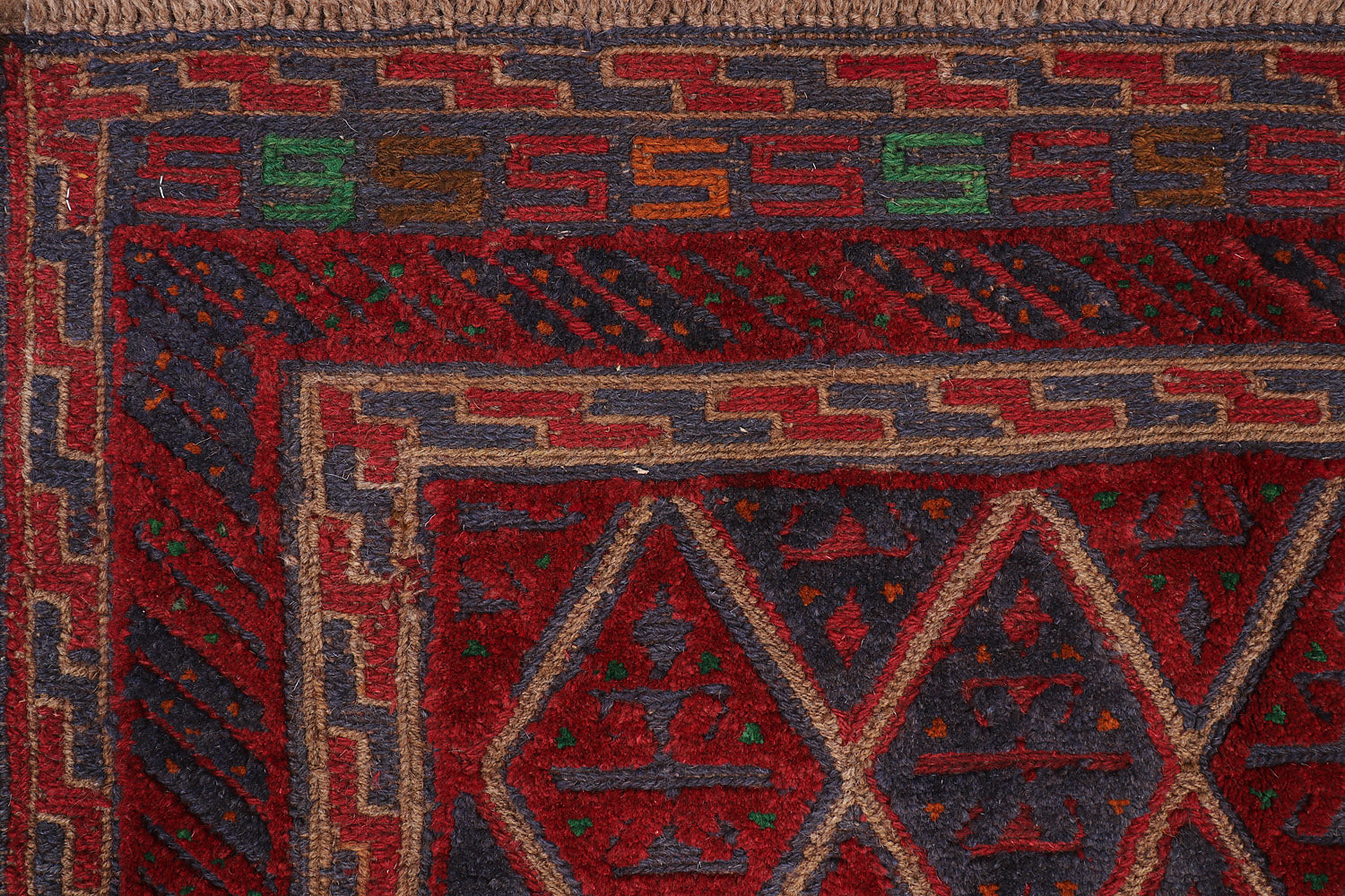 4' x 4'  Red Handmade Mashwani Afghan Rug Square