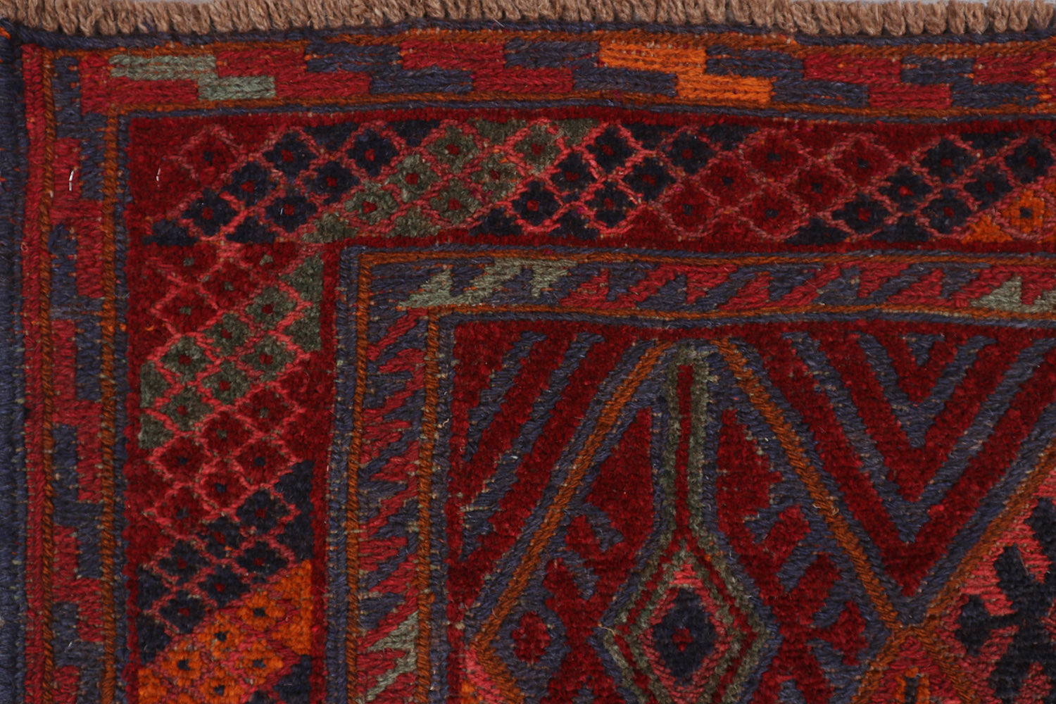 Red Handmade Mashwani Afghan Rug Rectangular