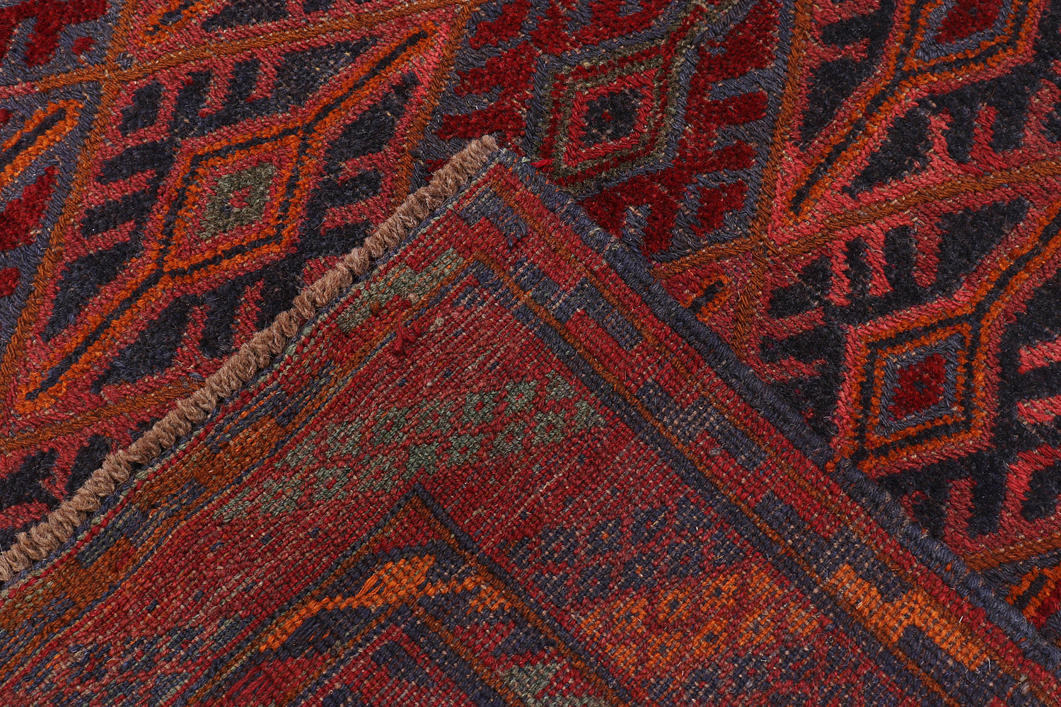 Red Handmade Mashwani Afghan Rug Rectangular