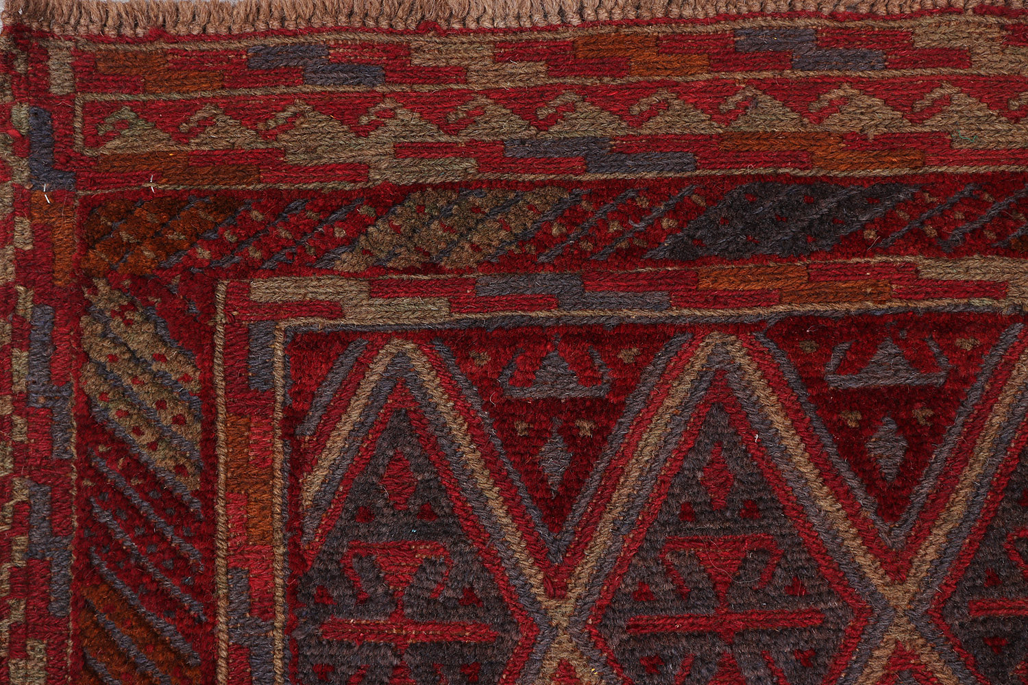 4' x 4'  Red Handmade Mashwani Afghan Rug Square