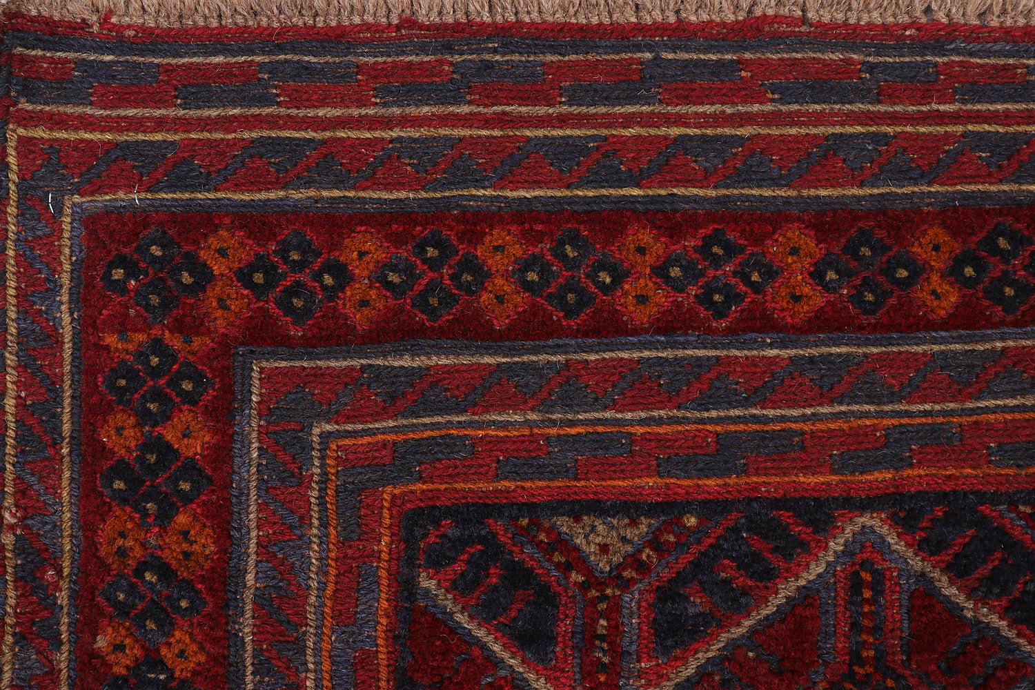 4' x 4'  Red Handmade Mashwani Afghan Rug Square
