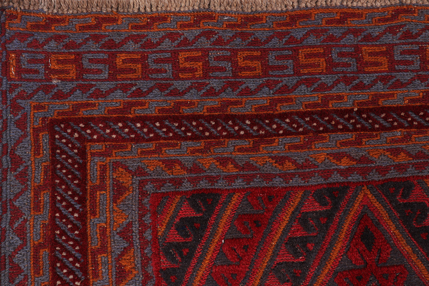 4' x 4'  Red Handmade Mashwani Afghan Rug Square