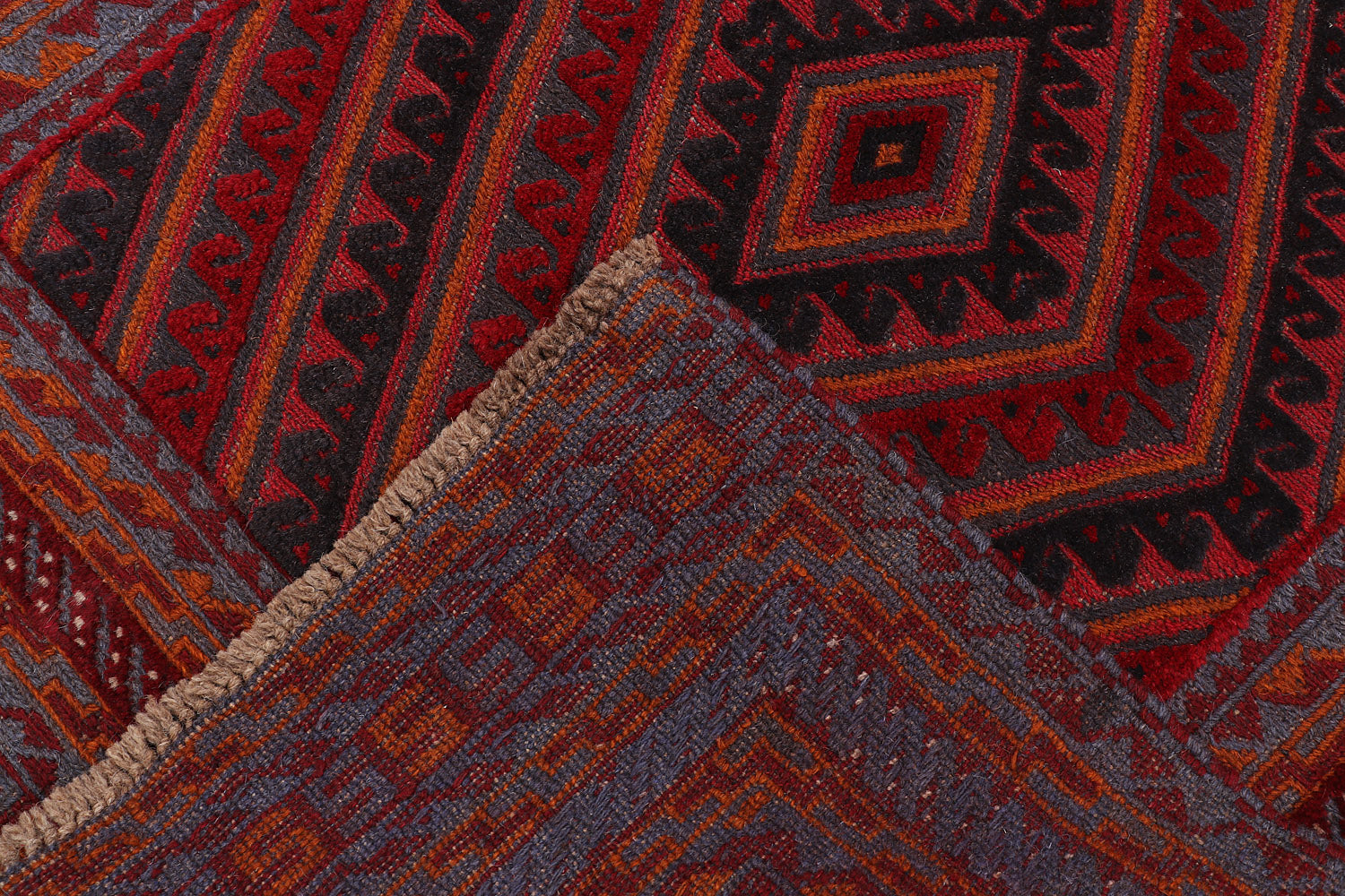 4' x 4'  Red Handmade Mashwani Afghan Rug Square