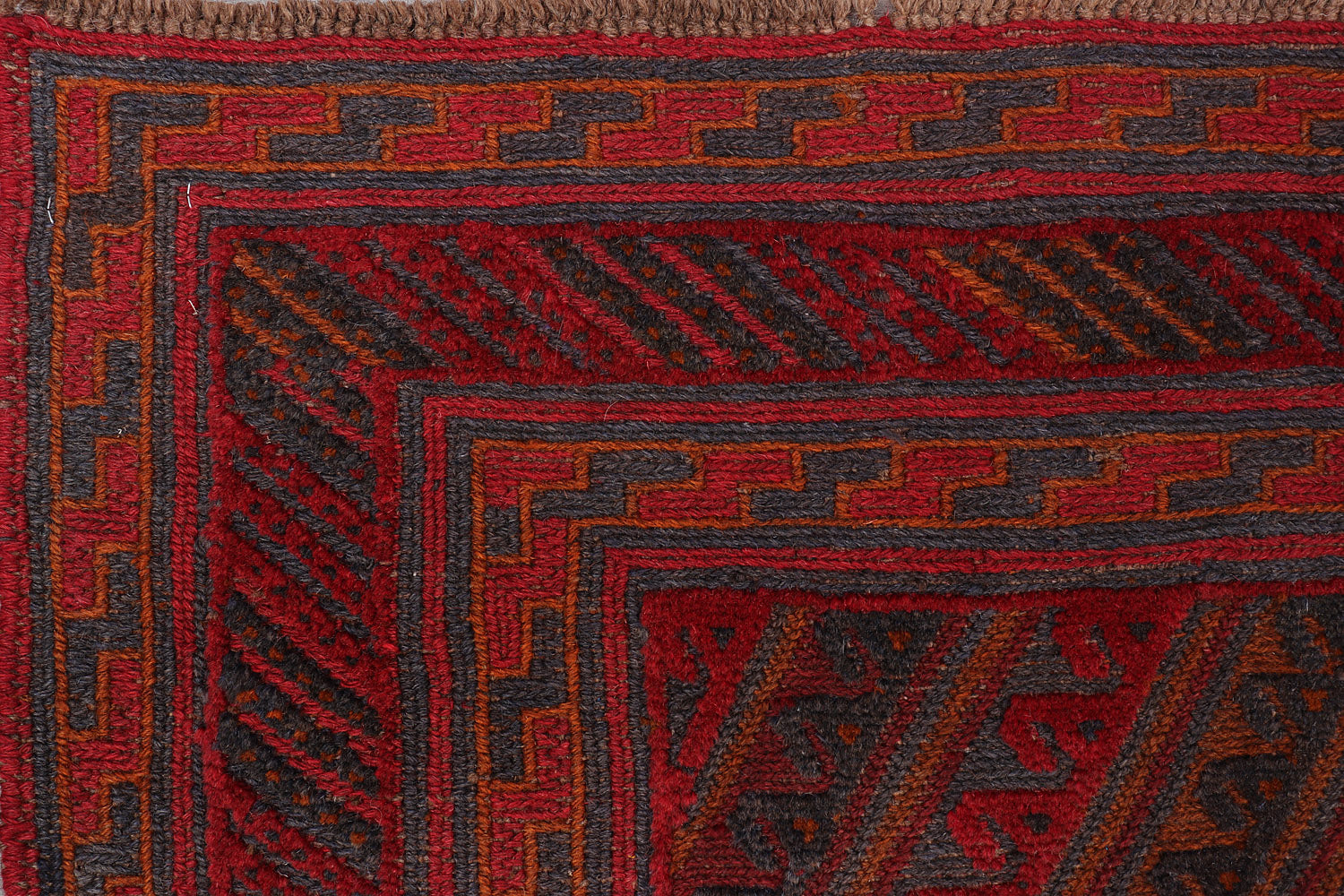 4' x 4'  Red Handmade Mashwani Afghan Rug Square