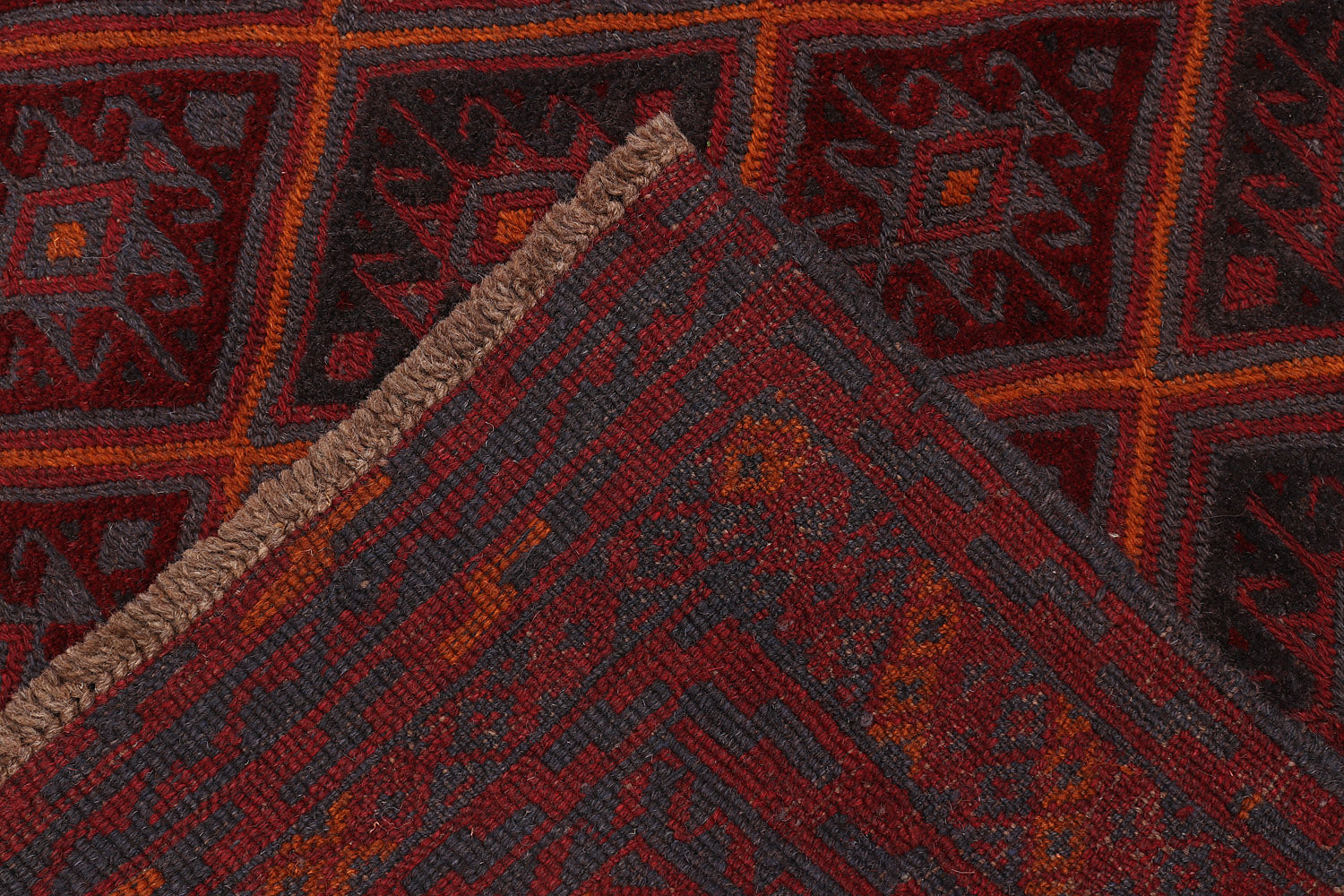 4' x 4'  Red Handmade Mashwani Afghan Rug Square