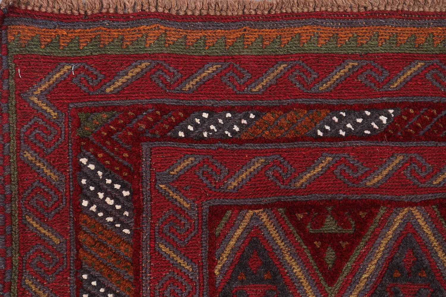 4' x 4'  Red Handmade Mashwani Afghan Rug Square