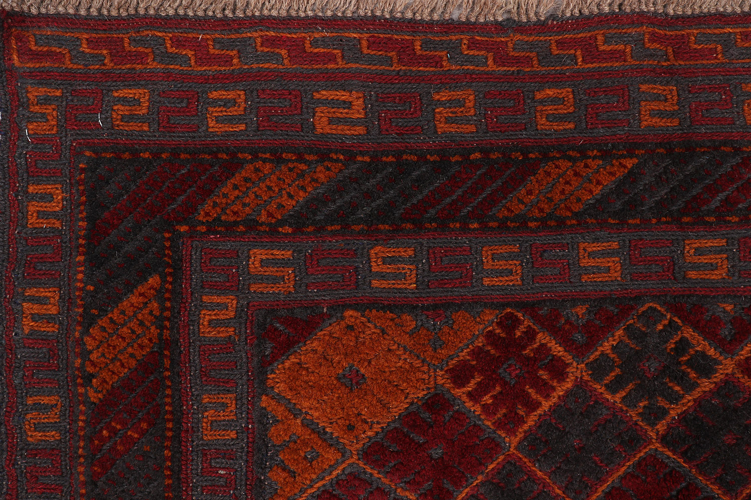 4' x 4'  Red Handmade Mashwani Afghan Rug Square