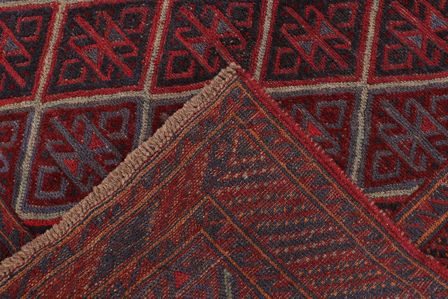 4' x 4'  Red Handmade Mashwani Afghan Rug Square