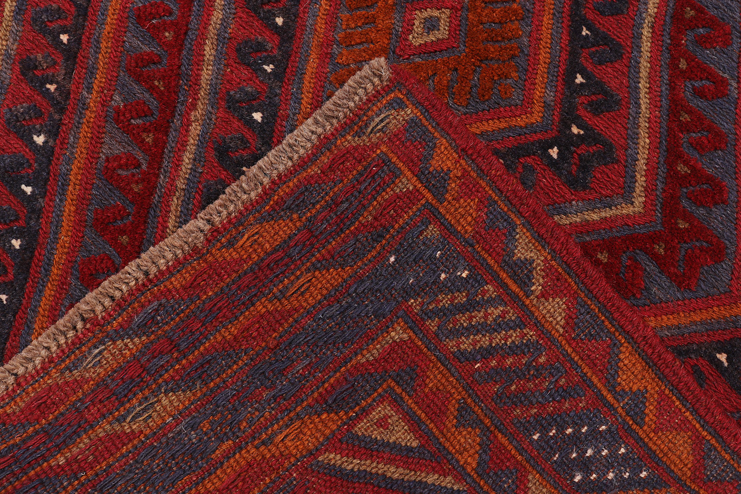 4' x 4'  Red Handmade Mashwani Afghan Rug Square