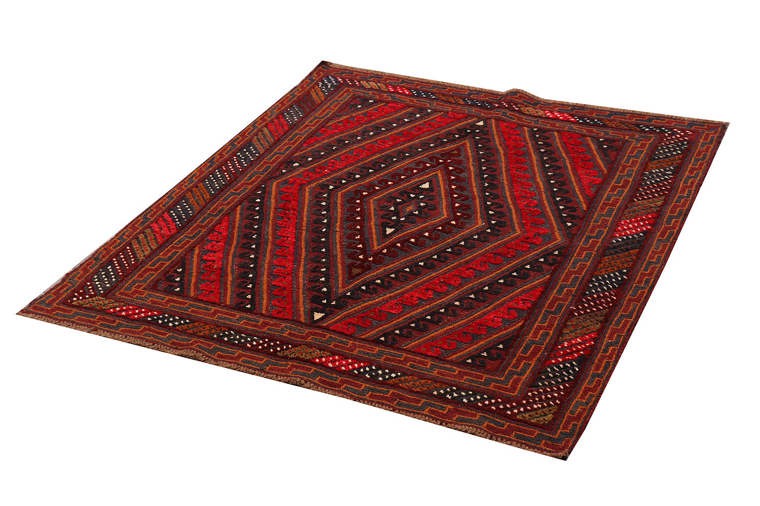 4' x 4'  Red Handmade Mashwani Afghan Rug Square