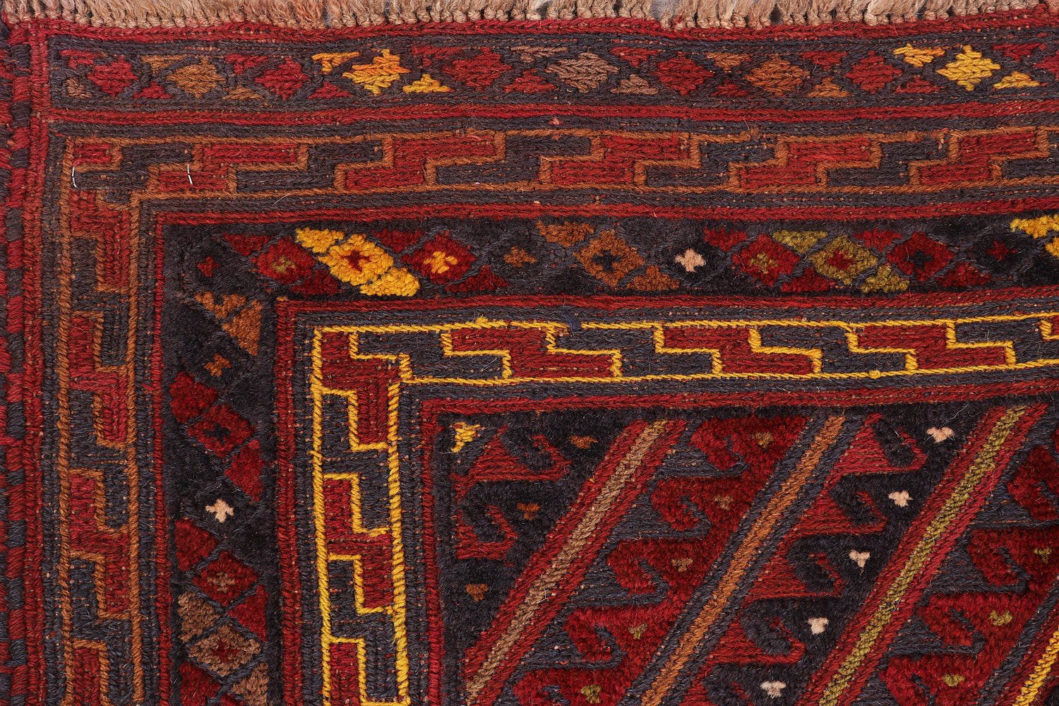 4' x 4'  Red Handmade Mashwani Afghan Rug Square