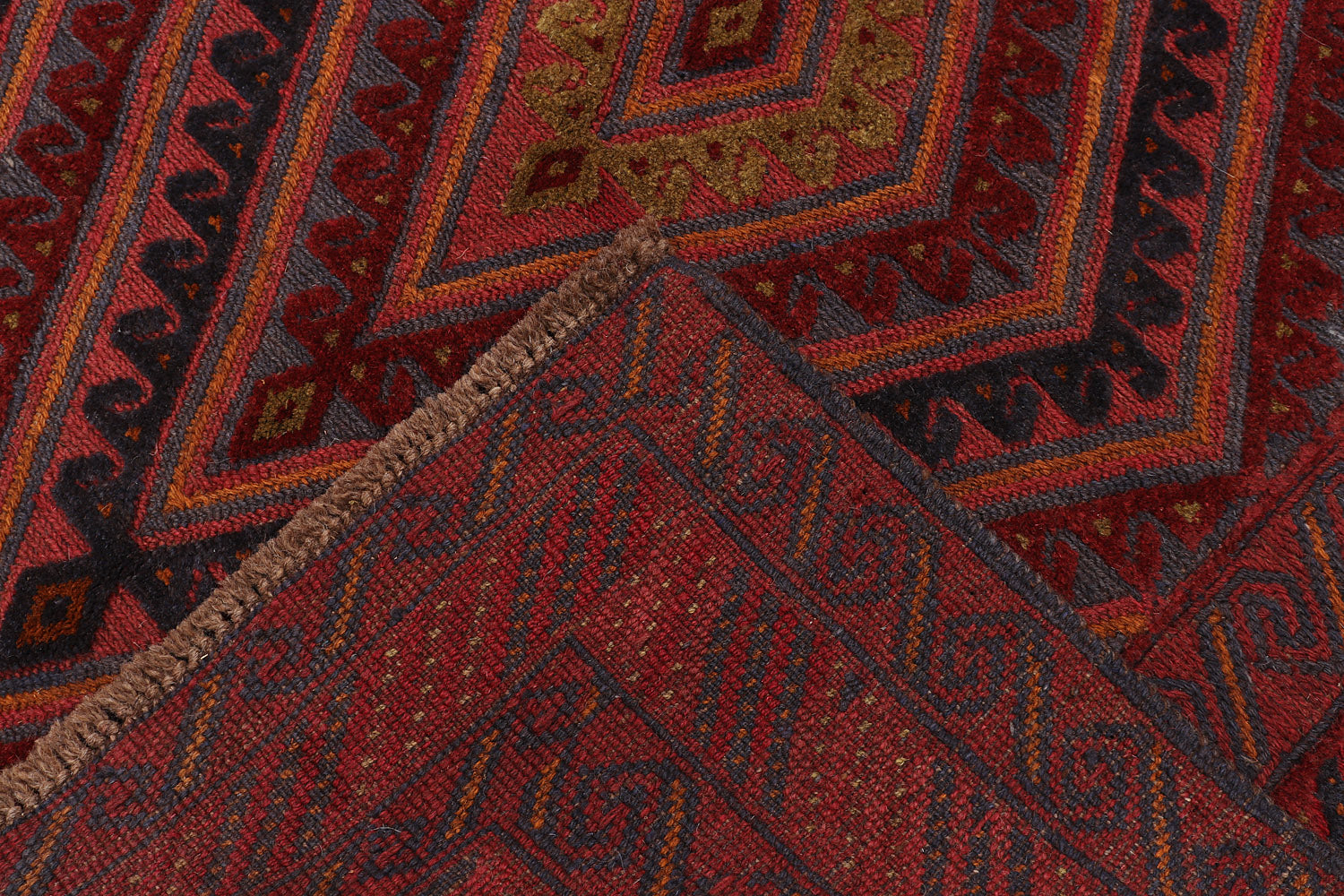 4' x 4'  Red Handmade Mashwani Afghan Rug Square