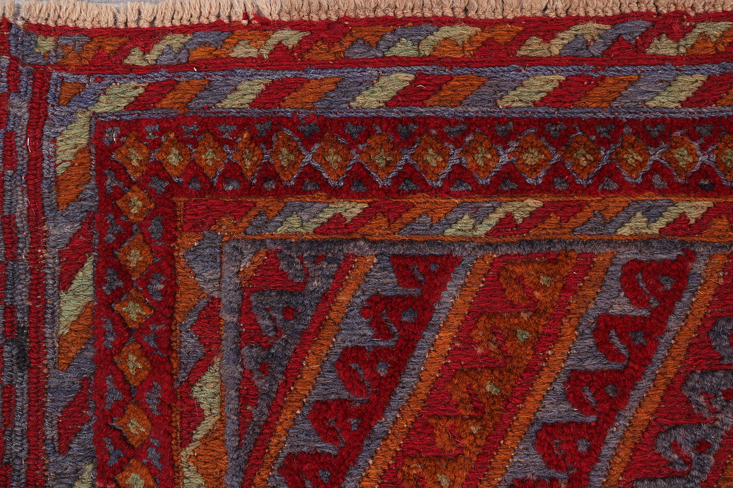 4' x 4'  Red Handmade Mashwani Afghan Rug Square