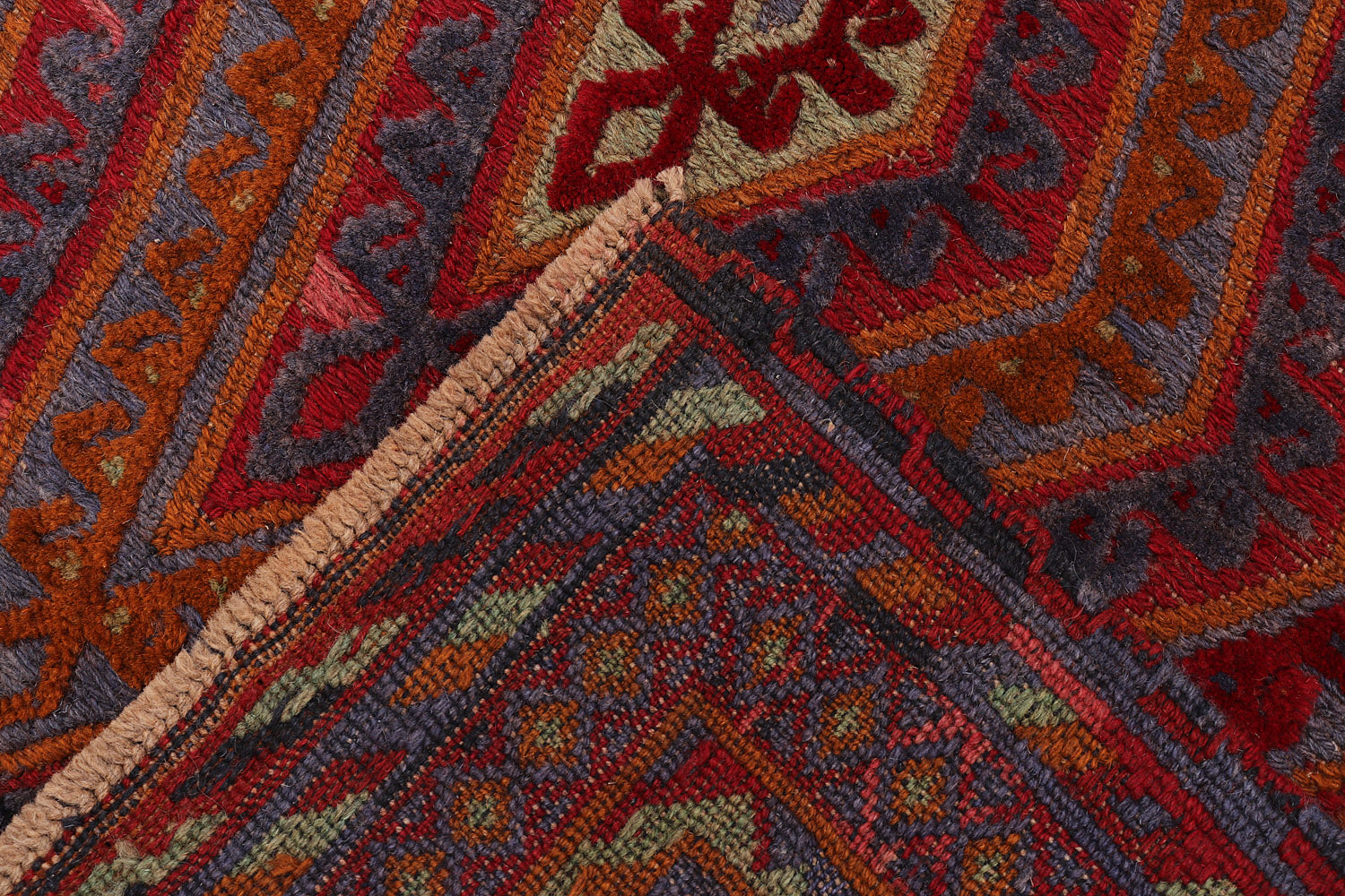 4' x 4'  Red Handmade Mashwani Afghan Rug Square