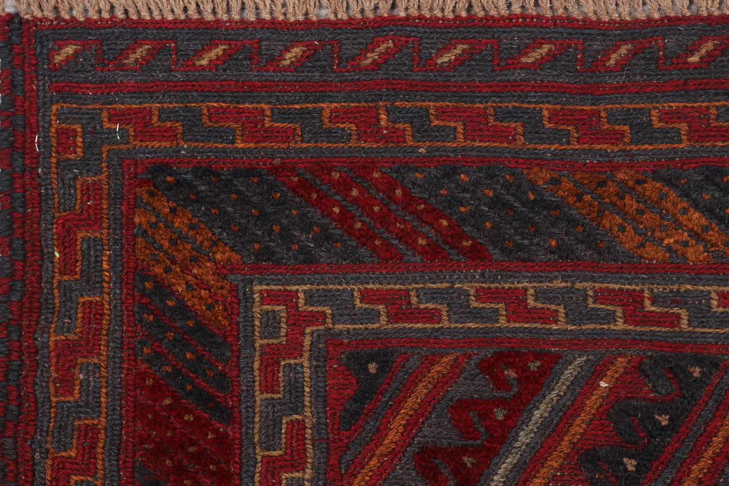 4' x 4'  Red Handmade Mashwani Afghan Rug Square