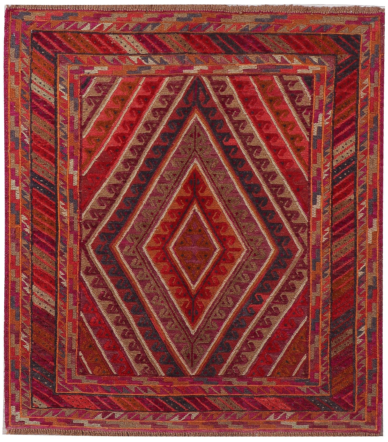 4' x 4'  Multy Handmade Mashwani Afghan Rug Square