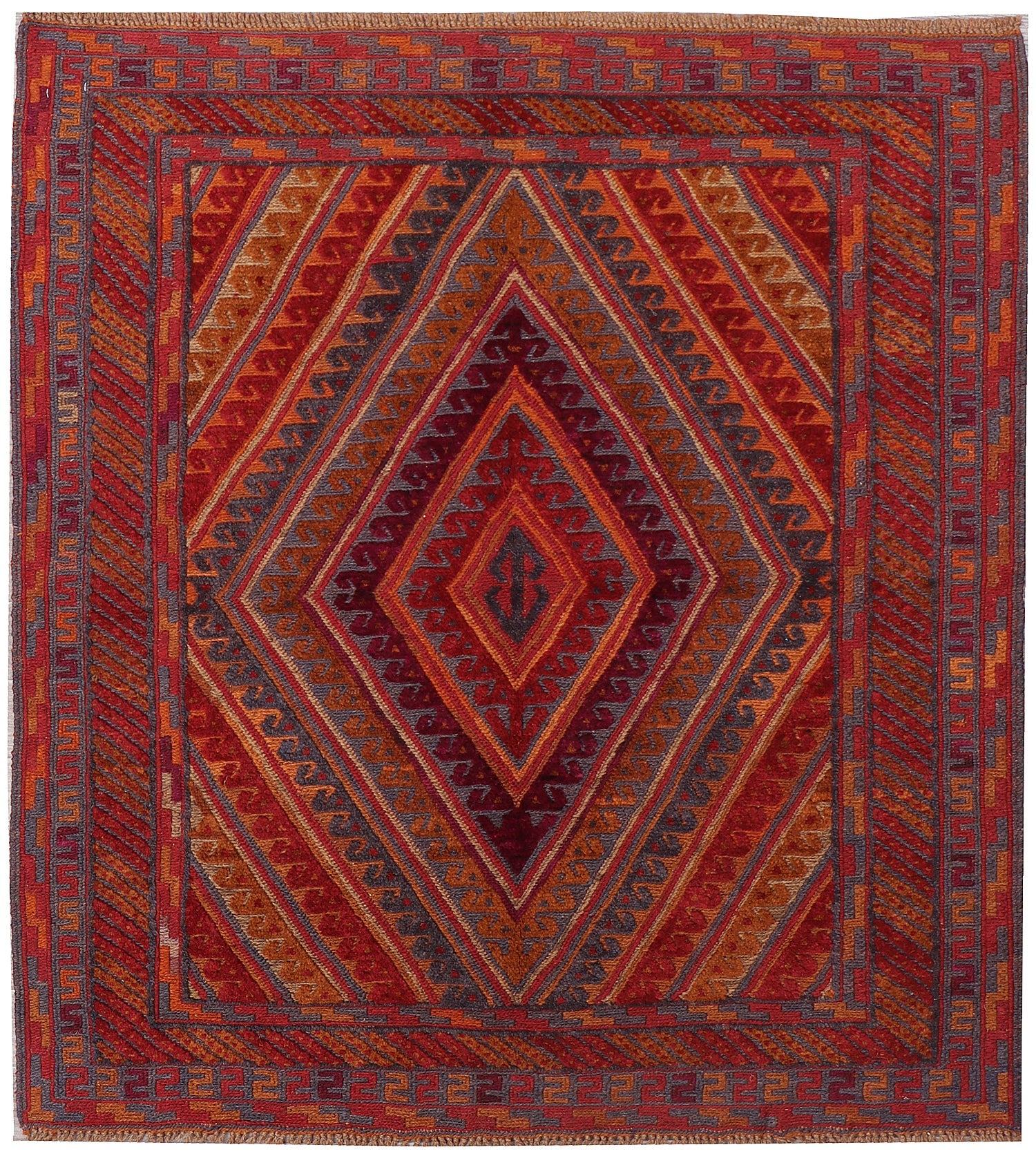 4' x 4'  Multy Handmade Mashwani Afghan Rug Square