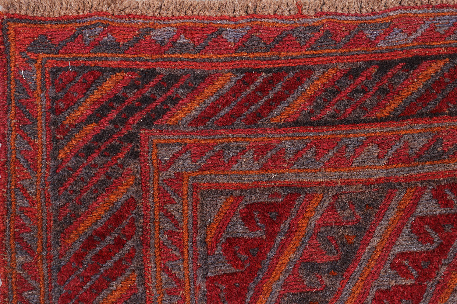 4' x 4'  Red Handmade Mashwani Afghan Rug Square