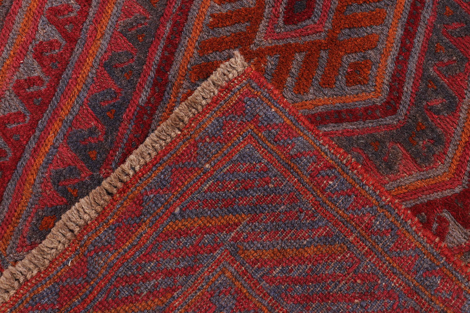 4' x 4'  Red Handmade Mashwani Afghan Rug Square