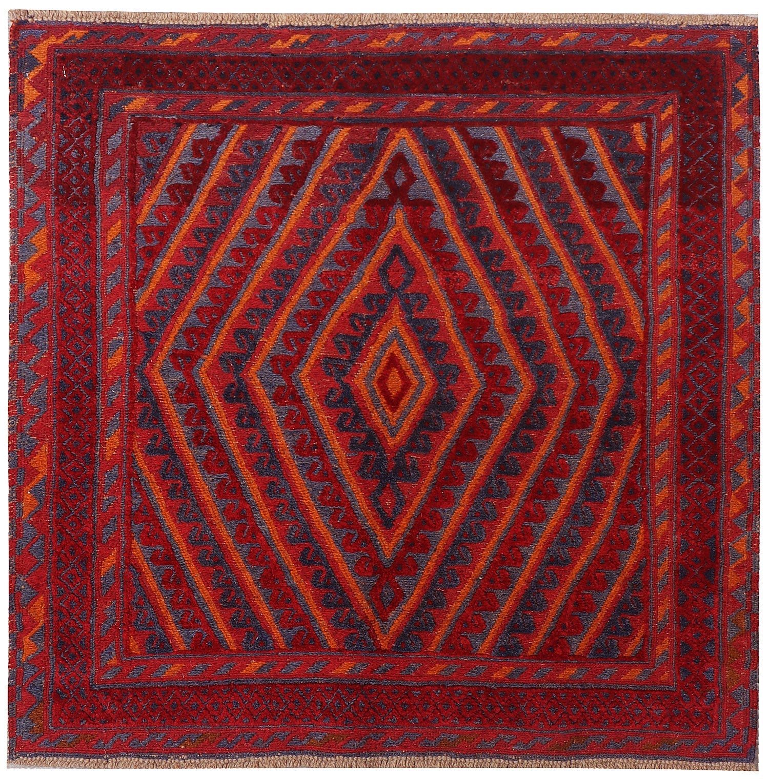 4' x 4'  Multy Handmade Mashwani Afghan Rug Square