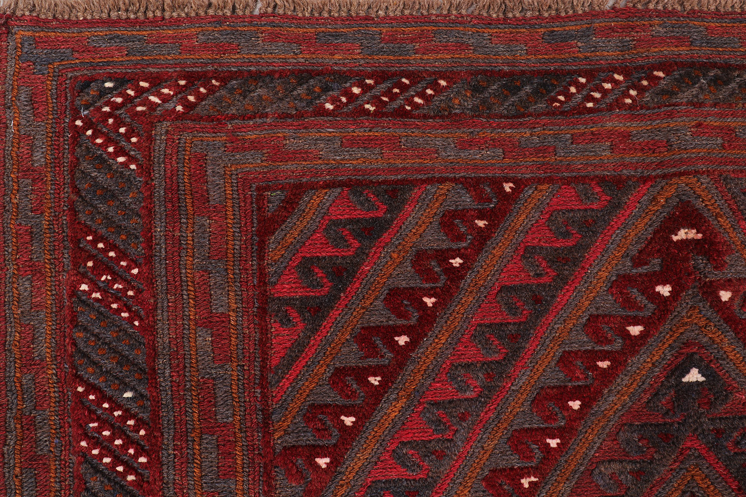 4' x 4'  Red Handmade Mashwani Afghan Rug Square