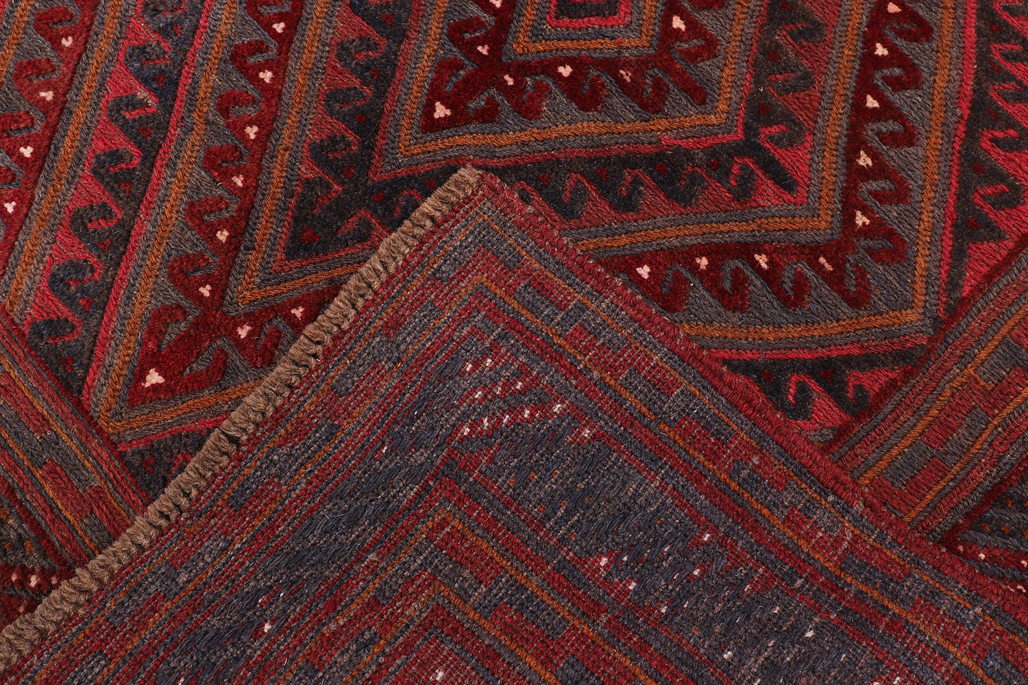 4' x 4'  Red Handmade Mashwani Afghan Rug Square
