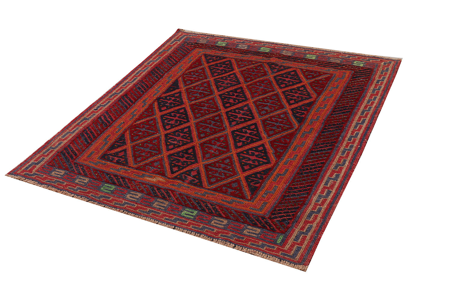 4' x 4'  Red Handmade Mashwani Afghan Rug Square