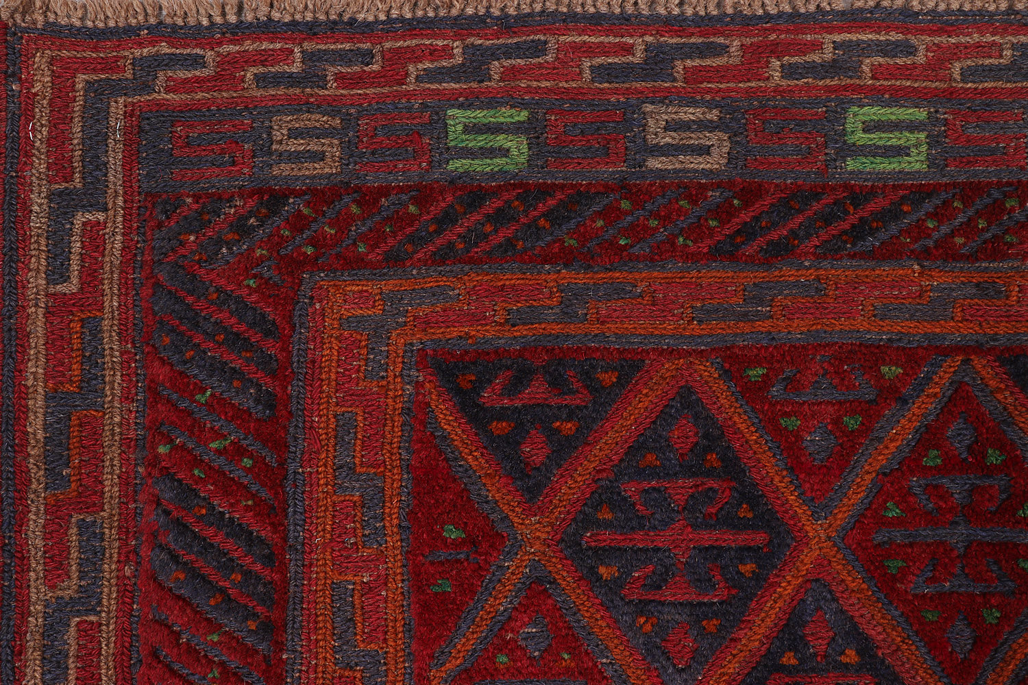 4' x 4'  Red Handmade Mashwani Afghan Rug Square