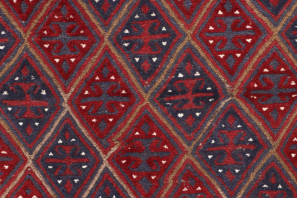4' x 4'  Red Handmade Mashwani Afghan Rug Square