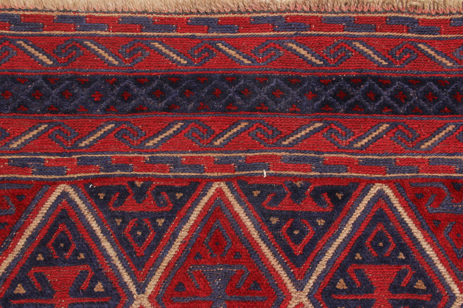 4' x 4'  Red Handmade Mashwani Afghan Rug Square