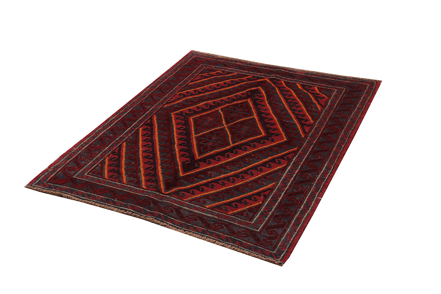 4' x 4'  Red Handmade Mashwani Afghan Rug Square