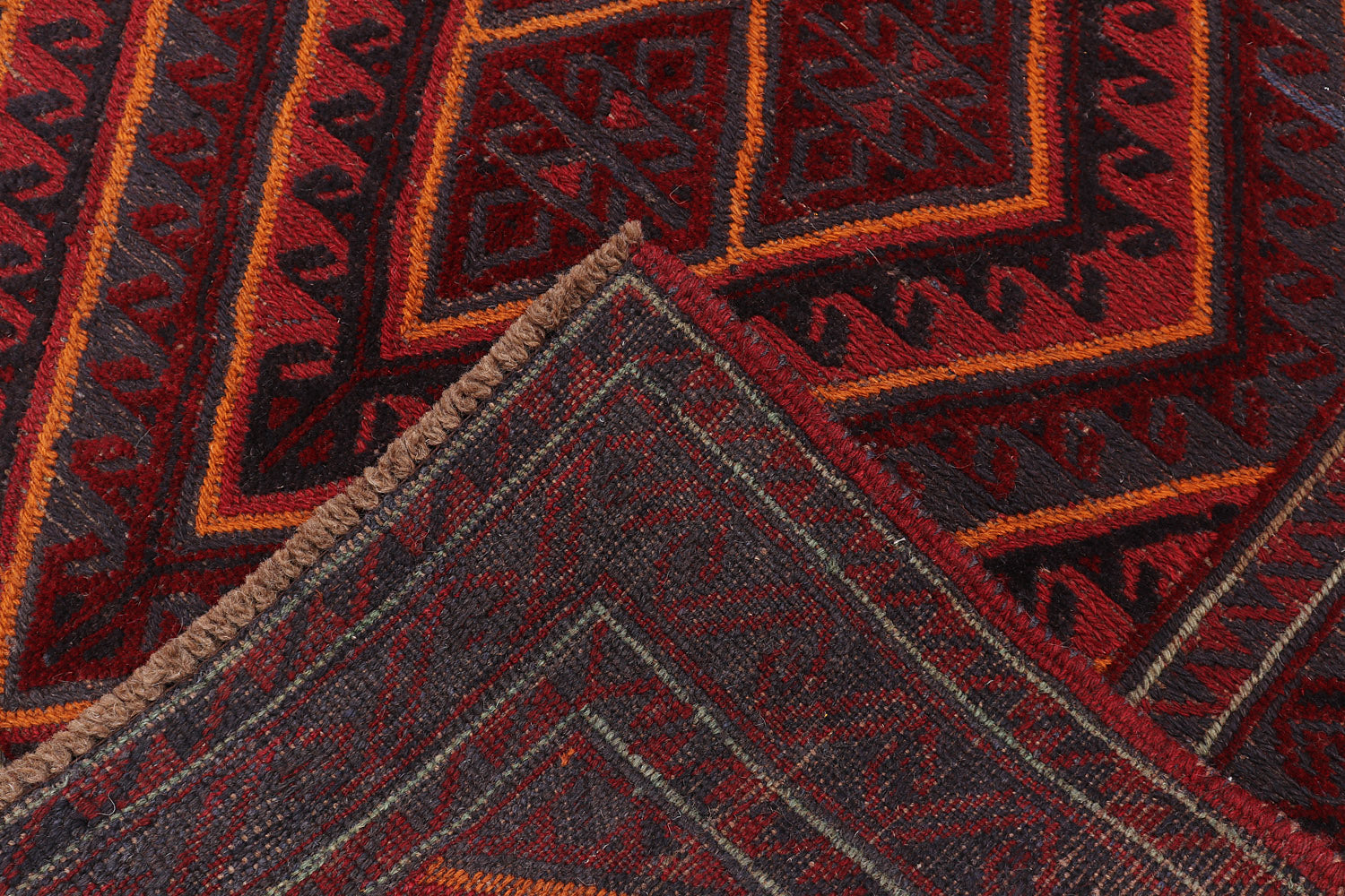 4' x 4'  Red Handmade Mashwani Afghan Rug Square