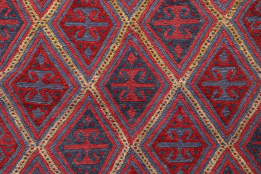 4' x 4'  Red Handmade Mashwani Afghan Rug Square