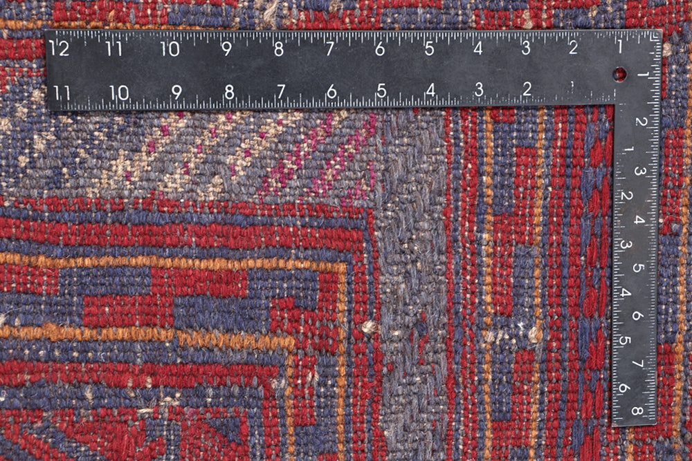 4' x 4'  Red Handmade Mashwani Afghan Rug Square