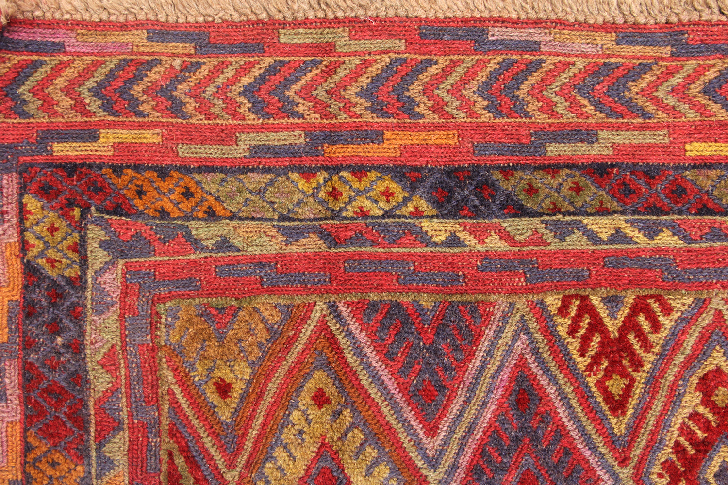4' x 4'  Red Handmade Mashwani Afghan Rug Square