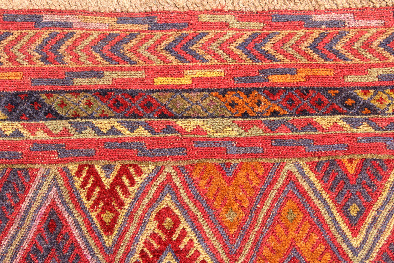 4' x 4'  Red Handmade Mashwani Afghan Rug Square
