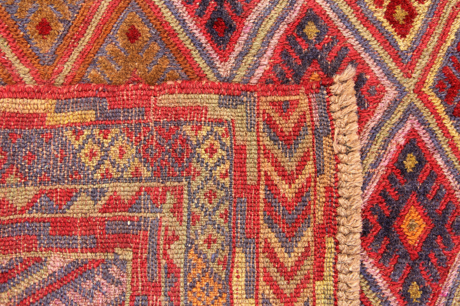 4' x 4'  Red Handmade Mashwani Afghan Rug Square