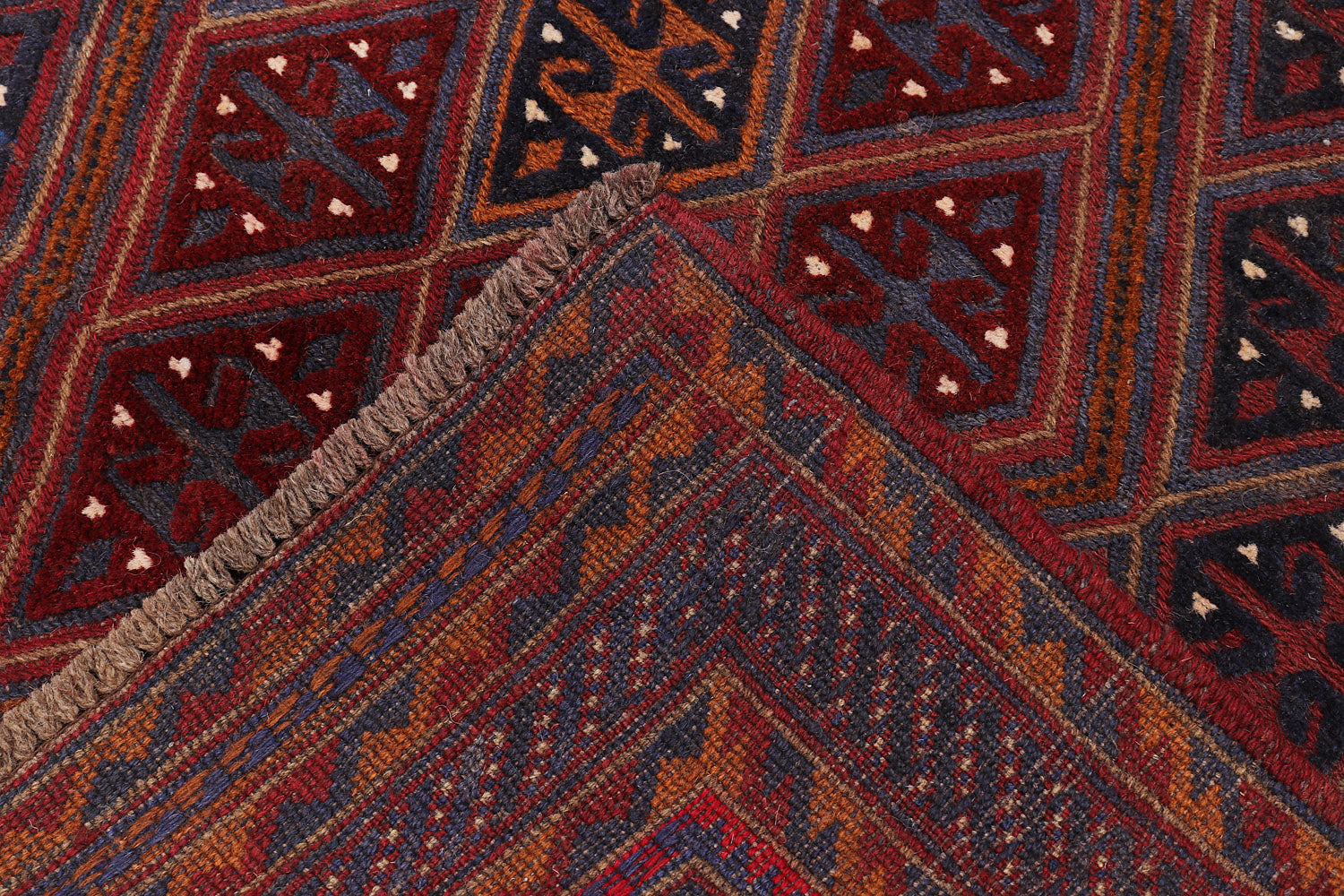 4' x 4'  Red Handmade Mashwani Afghan Rug Square