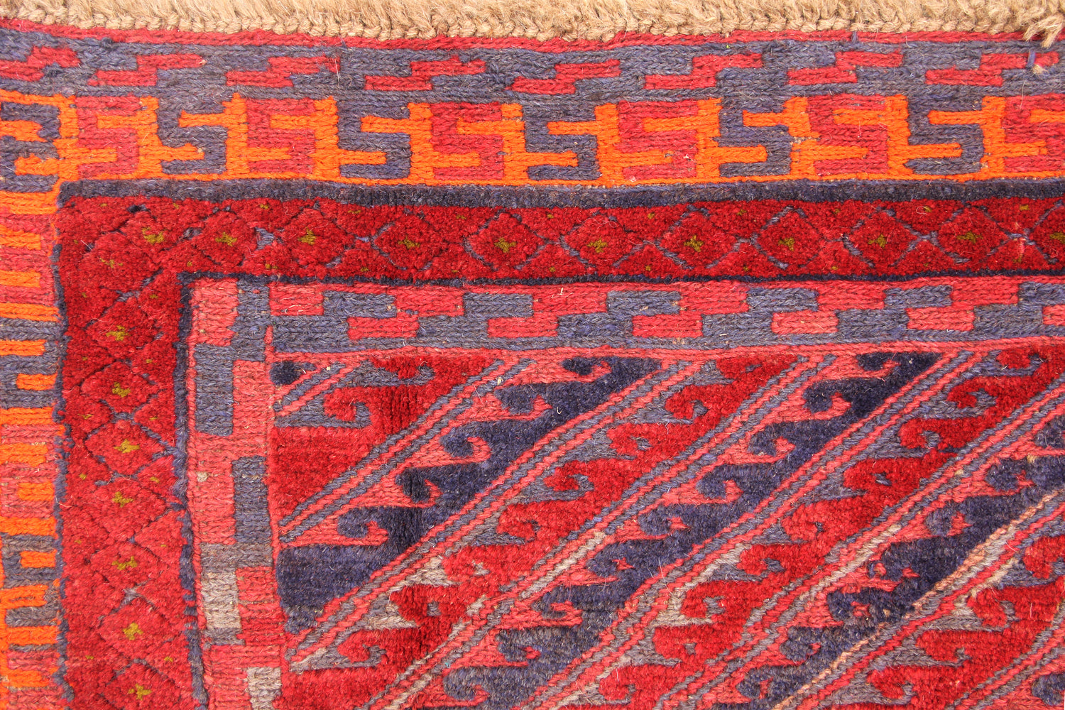 4' x 4'  Red Handmade Mashwani Afghan Rug Square