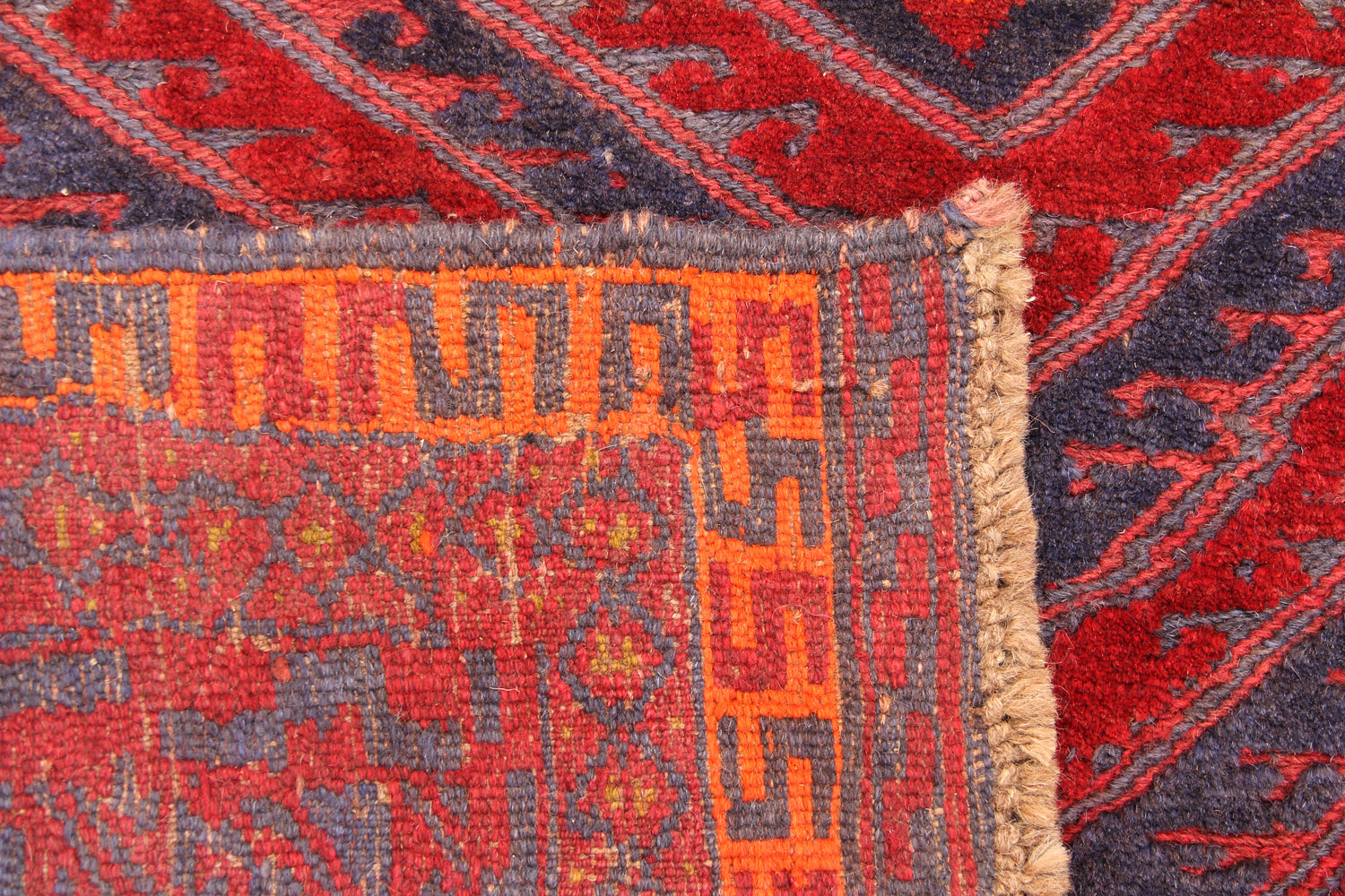 4' x 4'  Red Handmade Mashwani Afghan Rug Square
