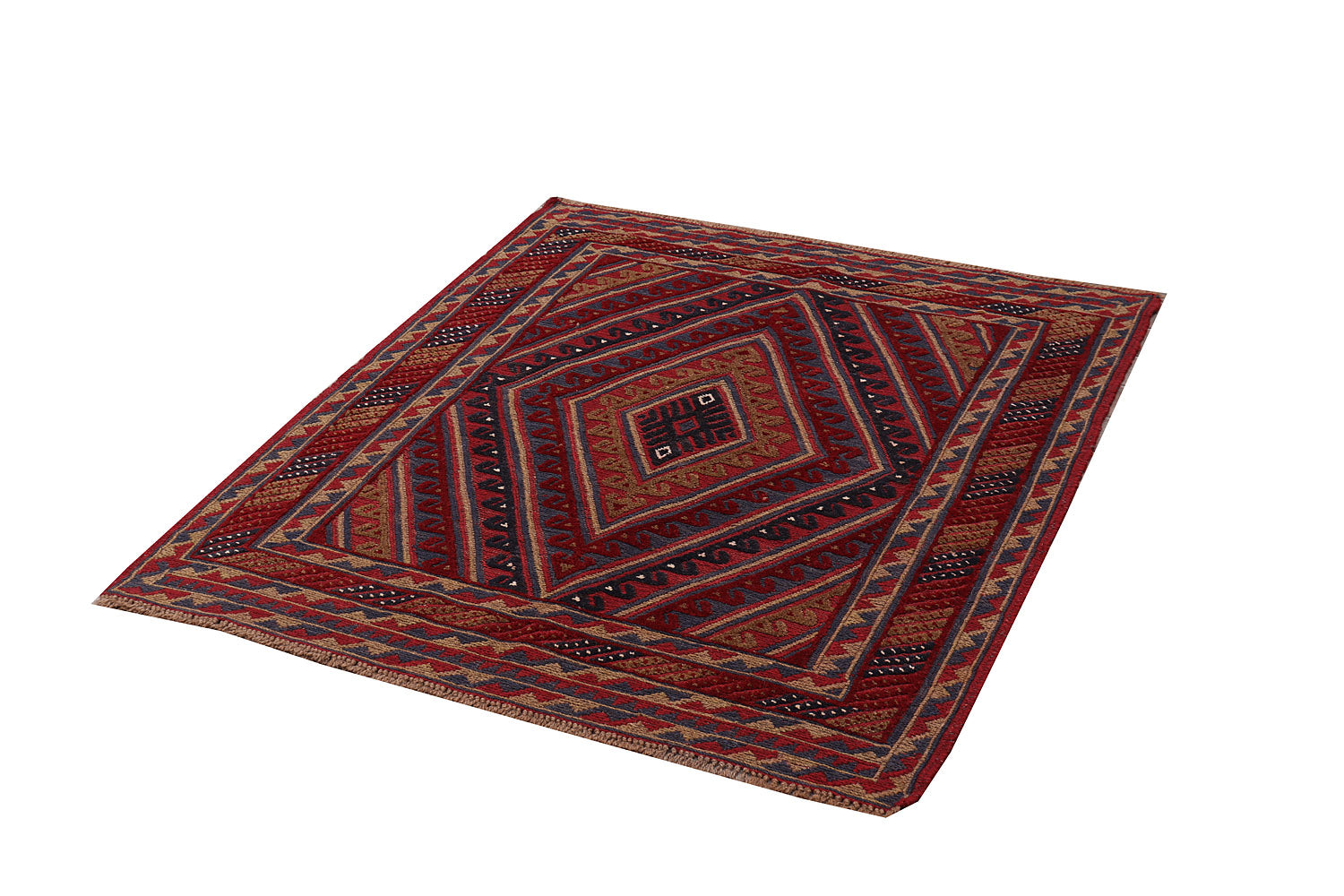4' x 4'  Red Handmade Mashwani Afghan Rug Square