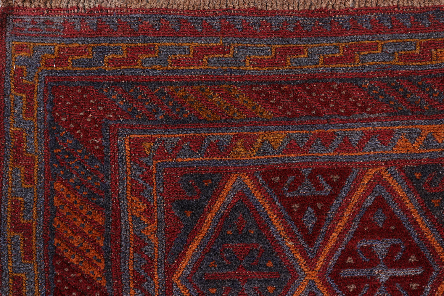 4' x 4'  Red Handmade Mashwani Afghan Rug Square