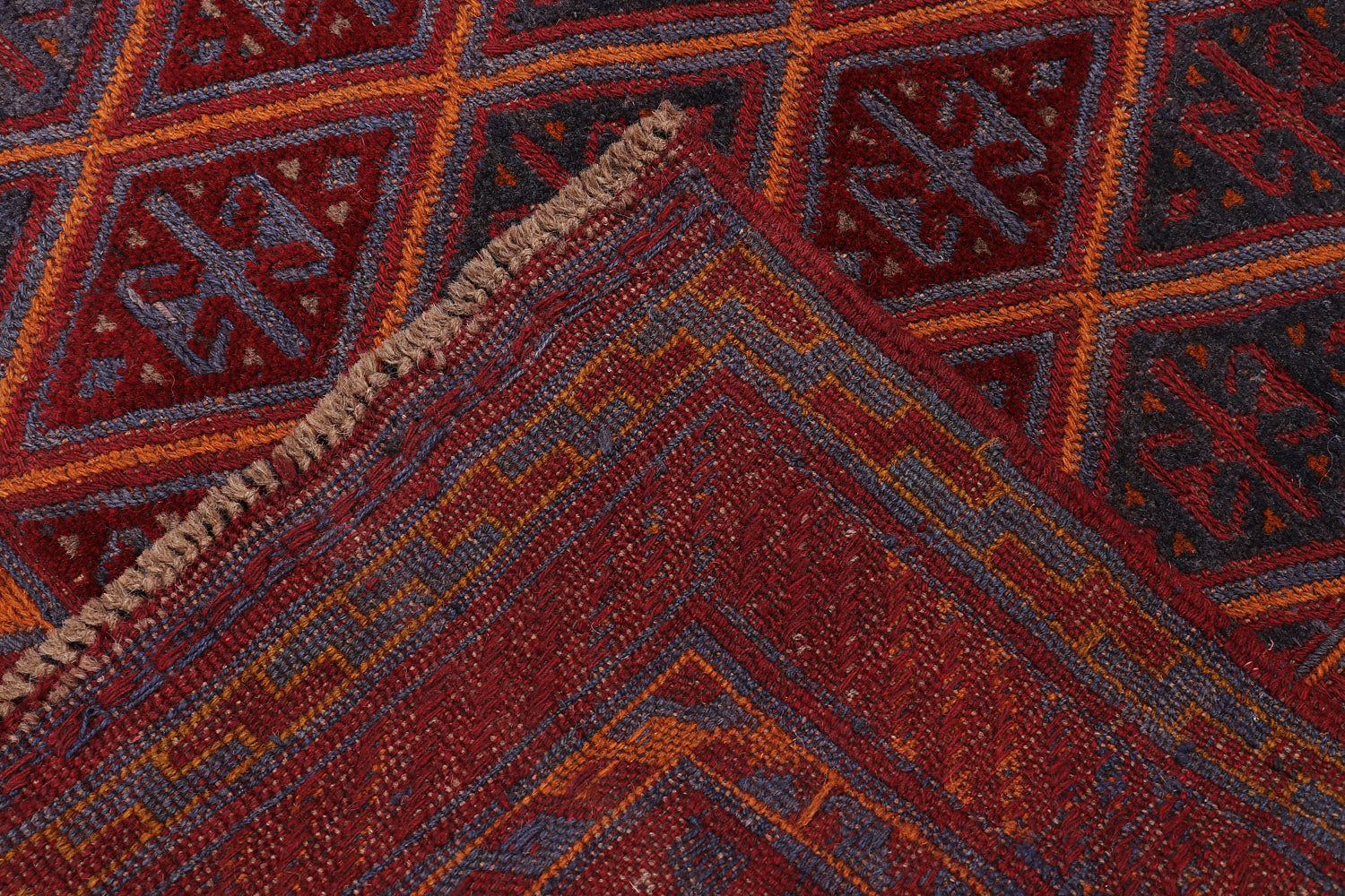 4' x 4'  Red Handmade Mashwani Afghan Rug Square