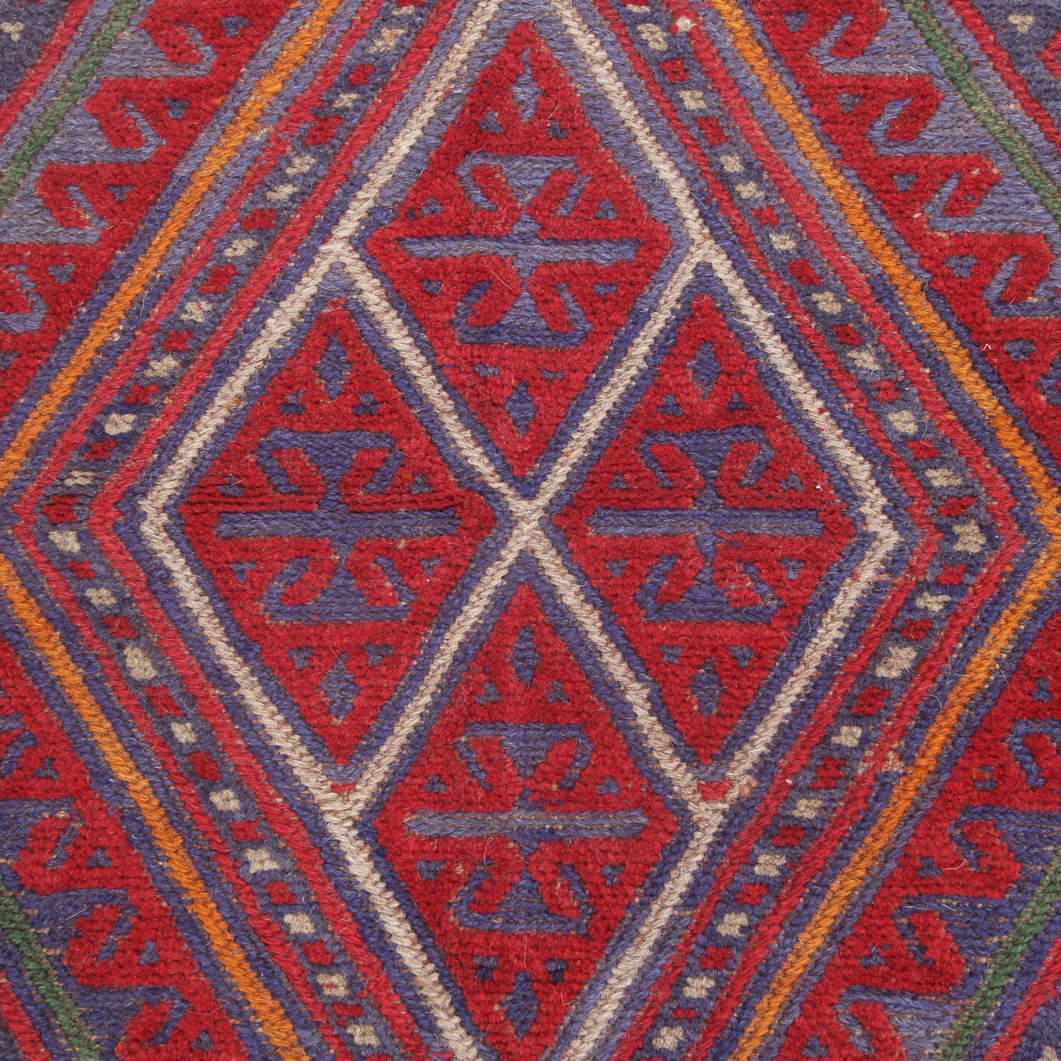 4' x 4'  Red Handmade Mashwani Afghan Rug Square