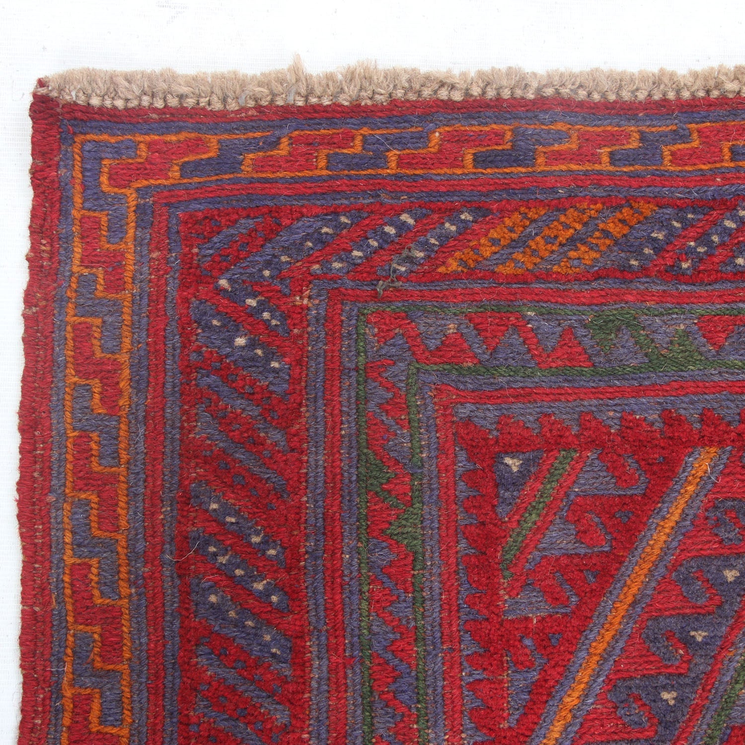 4' x 4'  Red Handmade Mashwani Afghan Rug Square