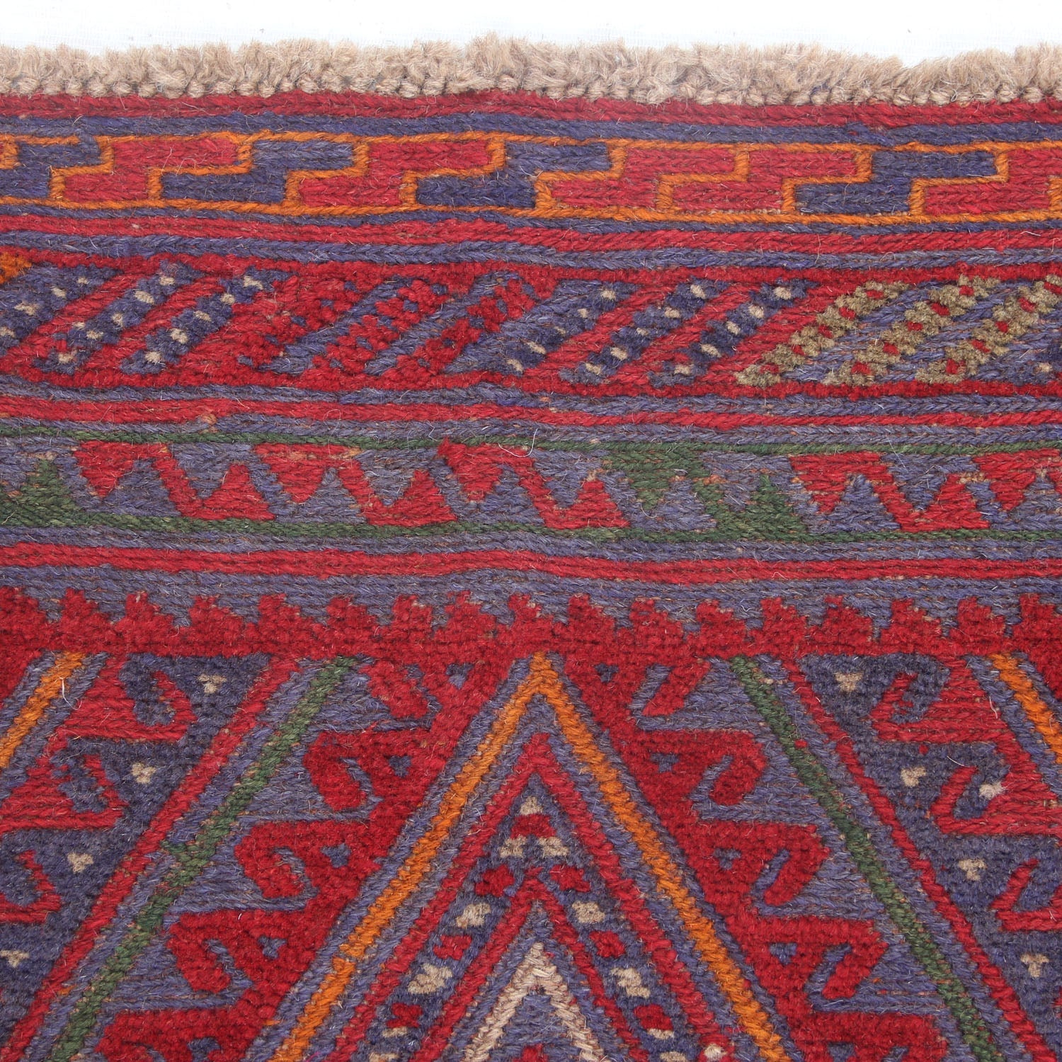 4' x 4'  Red Handmade Mashwani Afghan Rug Square