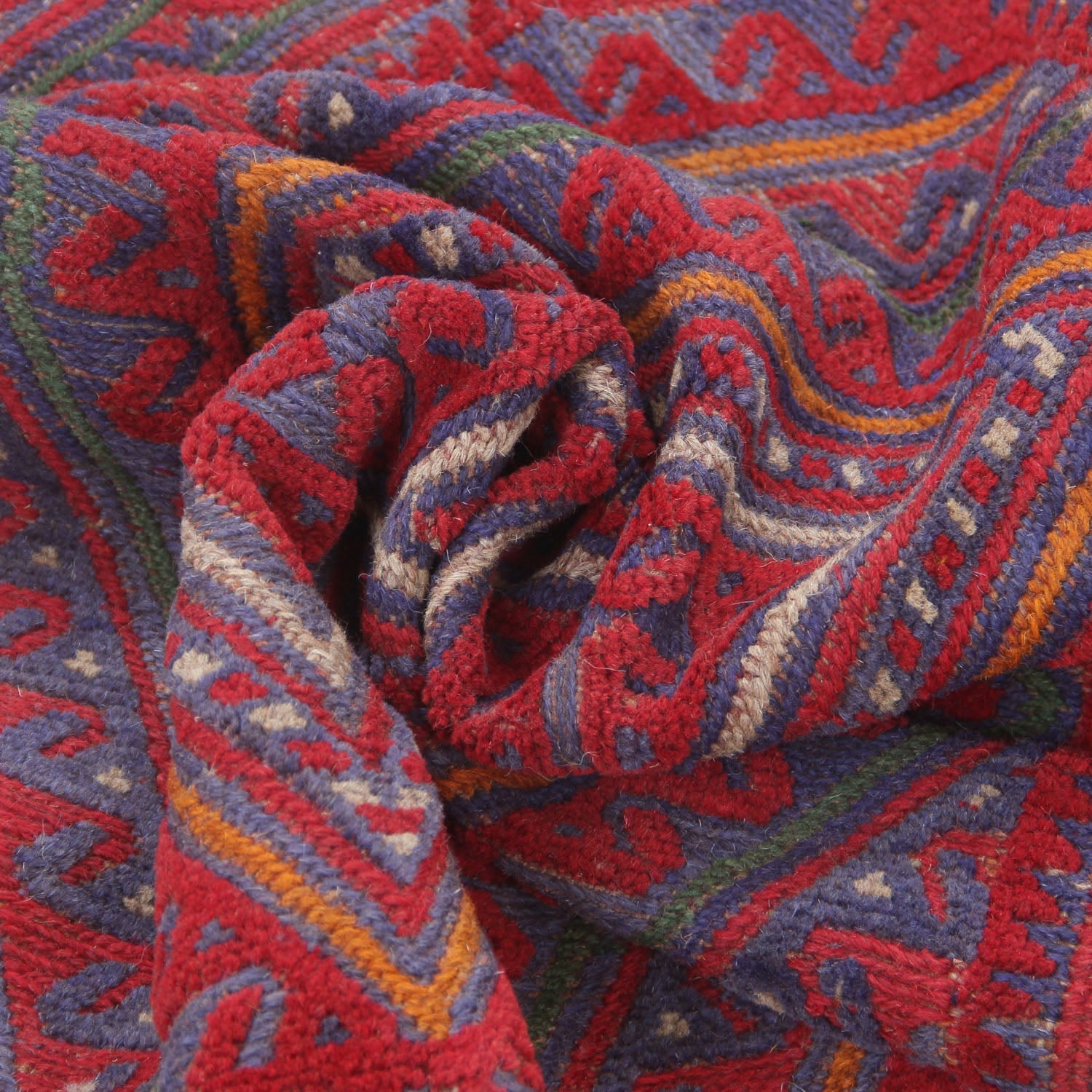 4' x 4'  Red Handmade Mashwani Afghan Rug Square