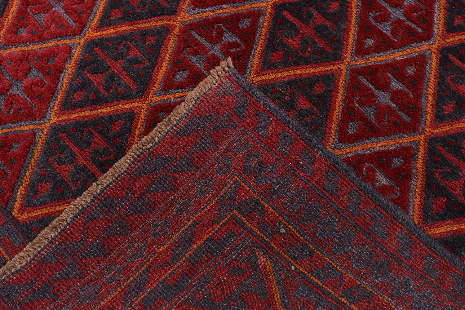 4' x 4'  Red Handmade Mashwani Afghan Rug Square